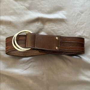 Lacoste Brown Leather Double-Ring Belt